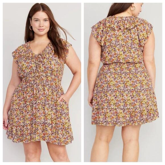 Old Navy Dresses & Skirts - NWT Old Navy Flutter Sleeve Mini Sundress in Multicolor Floral - Size XL